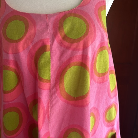VINTAGE Marimekko Pink & Green Polkadot Dress, Size L - Picture 8 of 11